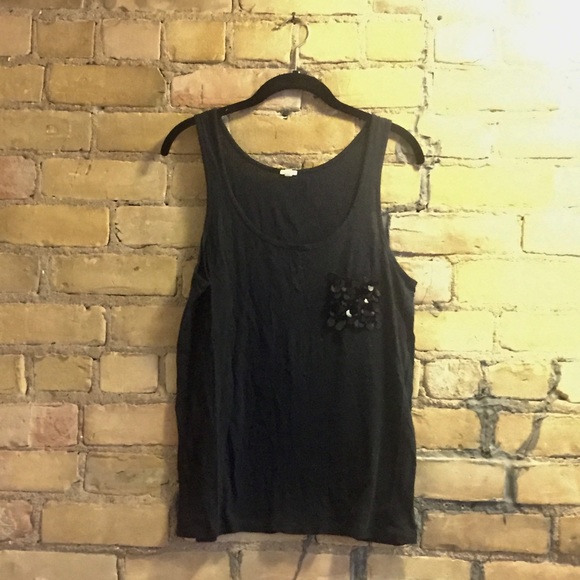 J Crew black tank with sequins - Picture 1 of 4